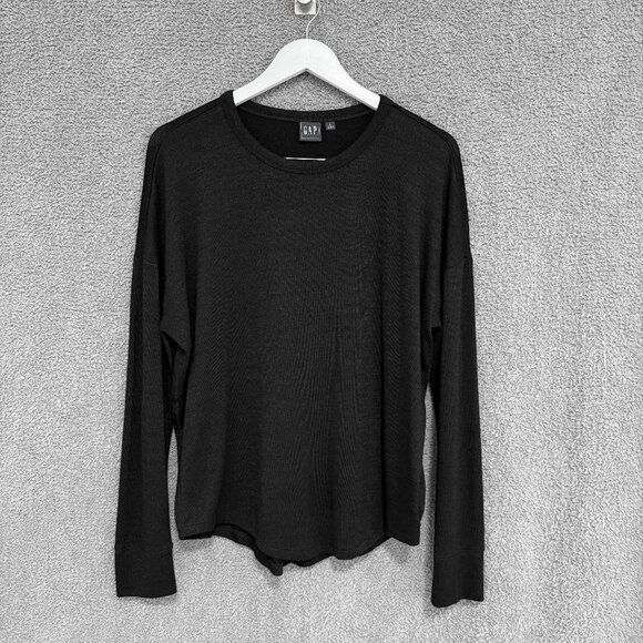 Gap Dropped Shoulder Softspun Long Sleeve T-Shirt Large Black - Picture 4 of 12
